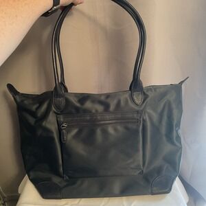 DORIS & JACKY Tote Bag Women Large Lightweight Leather Nylon Work Travel Blue
